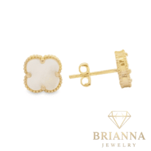 14K White Clover Earrings (8MM) – Brianna Jewelry joya brianna jewelry