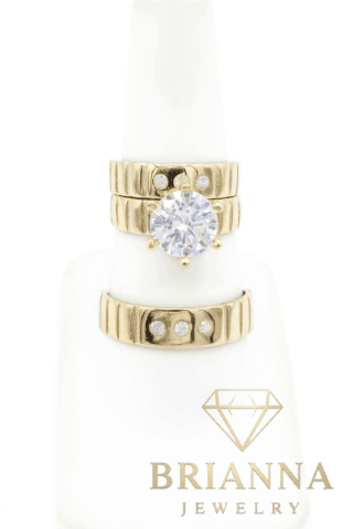 14k Wedding Trio Set CZ – Brianna Jewelry joya brianna jewelry