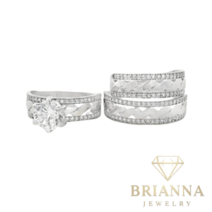 14k Trio Set White Gold CZ Braided Wedding Rings – Brianna Jewelry joya brianna jewelry