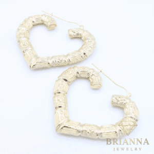 14k Medium Bamboo Heart ❤️ Hoops Earrings – Brianna Jewelry joya brianna jewelry