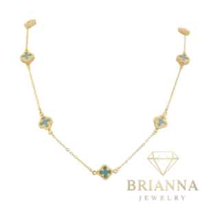14K Women Light Blue Clover (S) Choker – Brianna Jewelry joya brianna jewelry