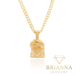 14K Jesus Face Pendant W/ Solid Cuban Chain (4.5MM – 22″ Inches) – Brianna Jewelry joya brianna jewelry