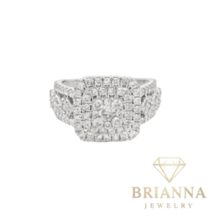 14K White Gold Square Diamond Ring 💎 – Brianna Jewelry joya brianna jewelry